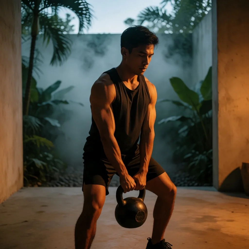 Man exercising at dawn